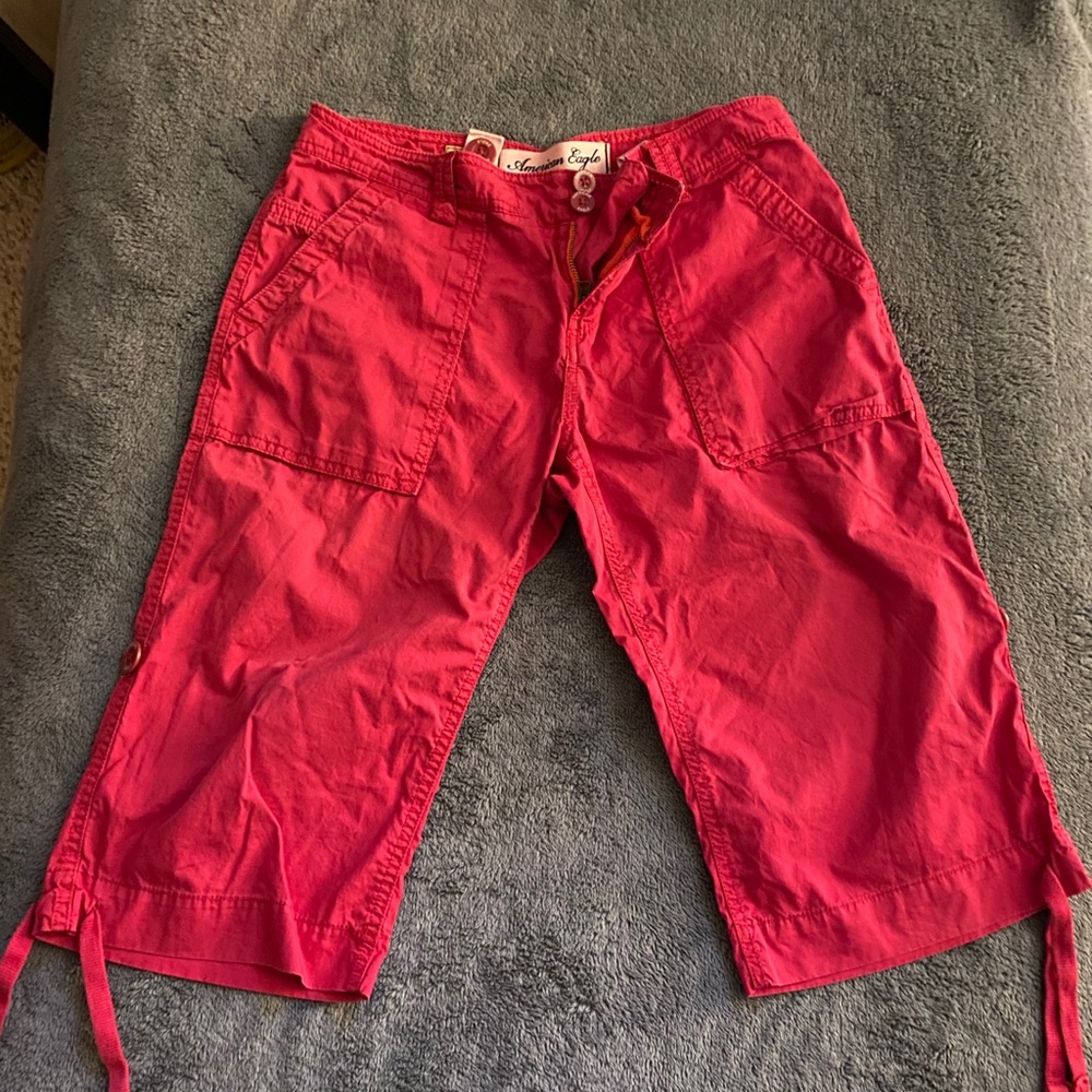 AEO Next Level Stretch Bermuda Shorts - CHERRY RED SZ 4 🍒